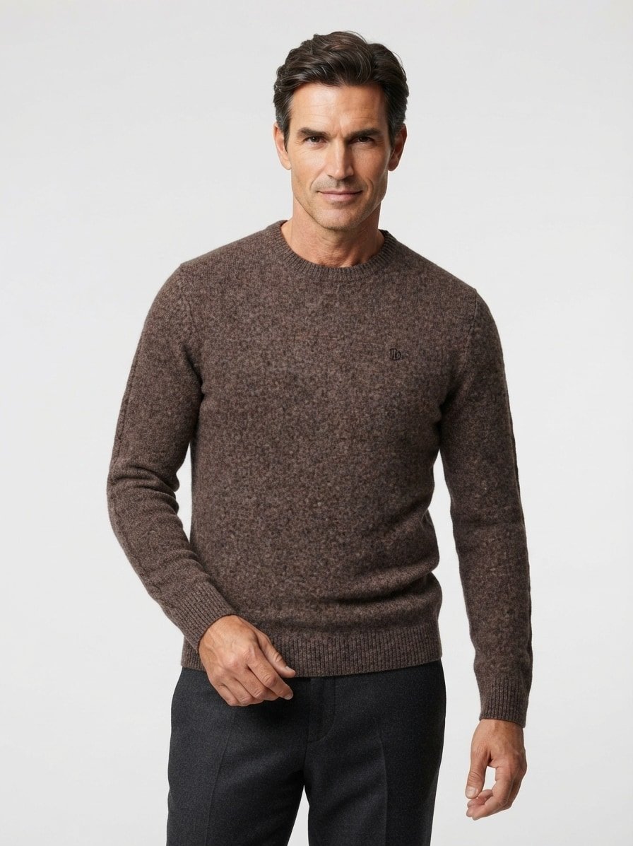 Pullover, Baumwoll-Stretch, dunkelbraun meliert