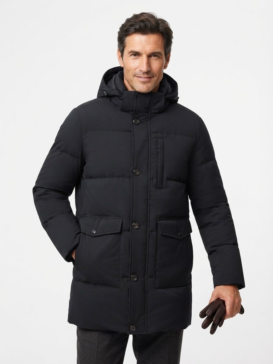 Parka, Mikrofaser wasserabweisend, schwarz