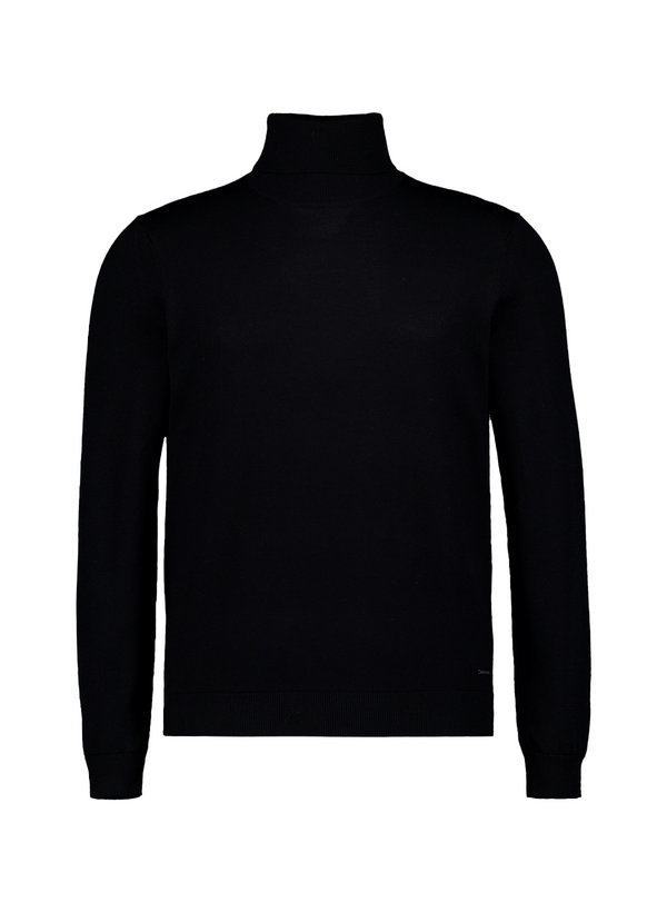 Rollkragenpullover, Extrafein Merinowolle Baumwolle, schwarz