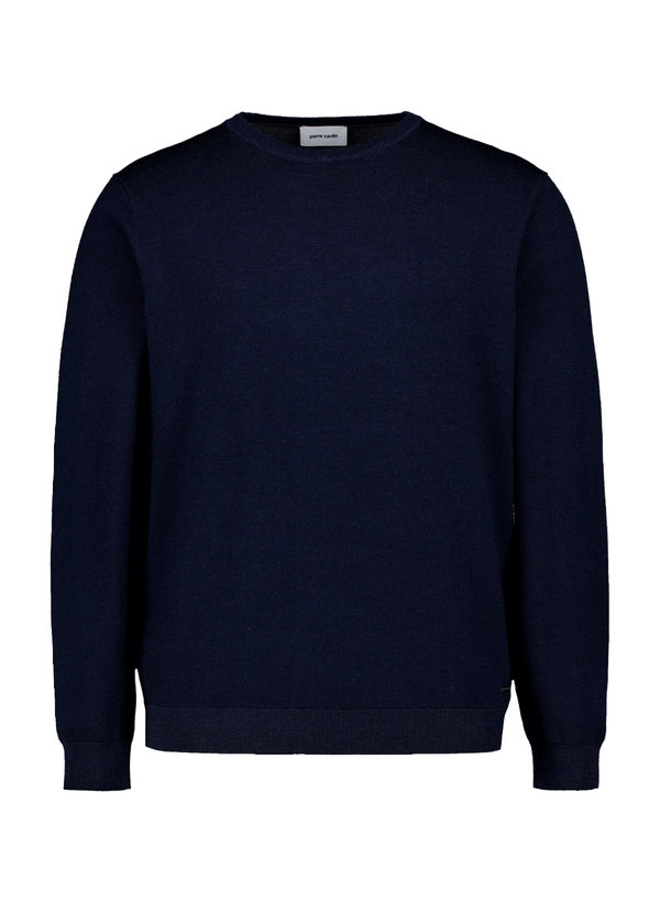 Pullover, Extrafein Merinowolle Baumwolle, dunkelblau meliert