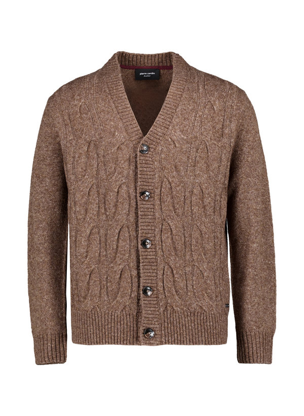 Strickjacke, extrafeine Merinowolle, braun meliert