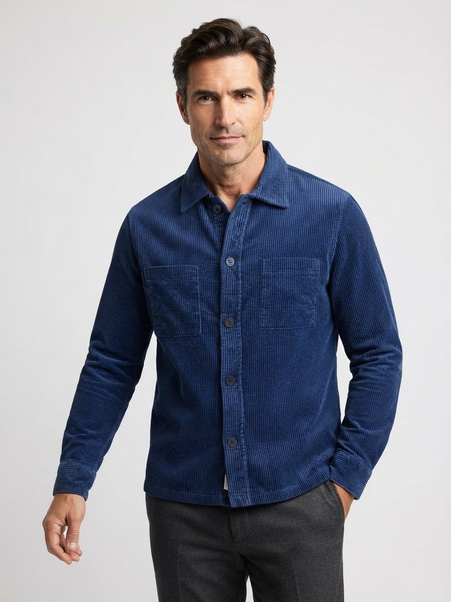 Overshirt, Regular Fit, Cord, blau