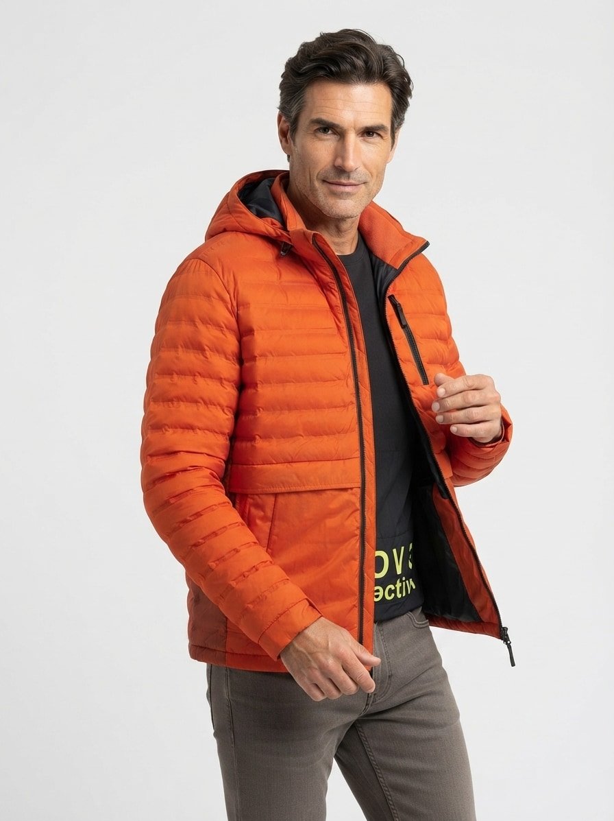 Steppjacke, Mikrofaser wasserabweisend, orange