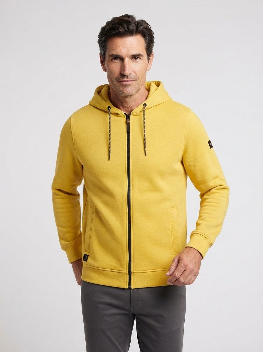 Sweatjacke, Baumwolle, gelb