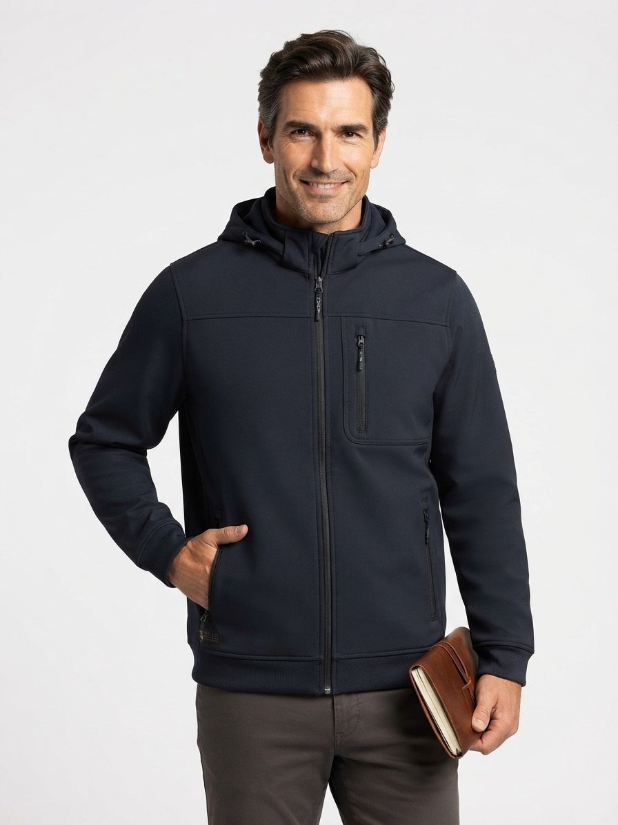 Sweatjacke, fleXXXactive®, Stretch-Baumwolle, dunkelblau