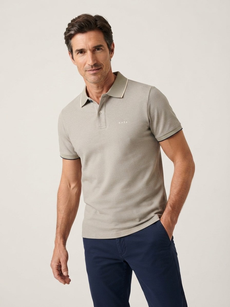 Polo-Shirt, Baumwoll-Piqué, hellgrün meliert