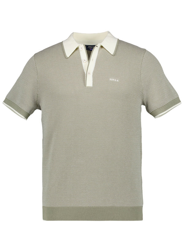 Polo-Shirt, Strick, militärgrün-ecru gemustert