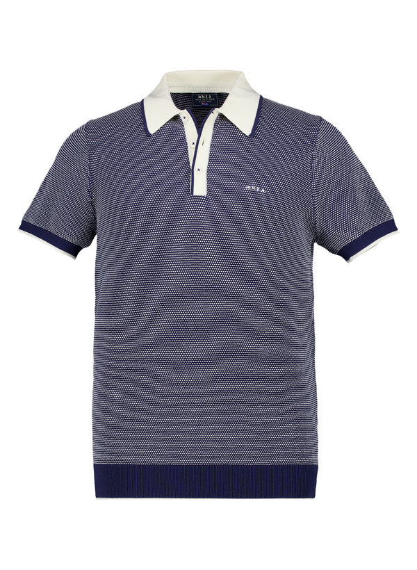 Polo-Shirt, Strick, navy-ecru gemustert
