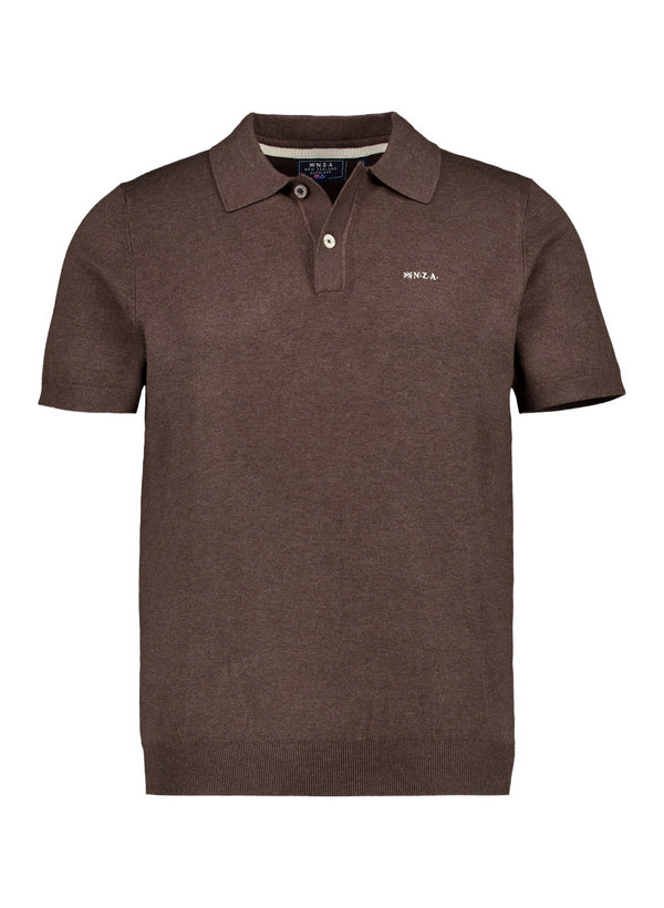 Polo-Shirt, Feinstrick, braun meliert