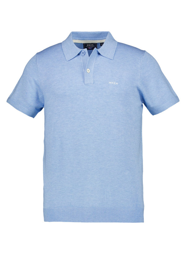Polo-Shirt, Feinstrick, blau meliert