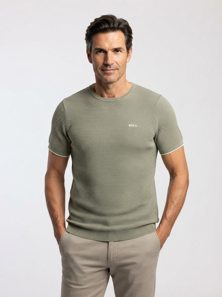 T-Shirt, Strick, hellgrün