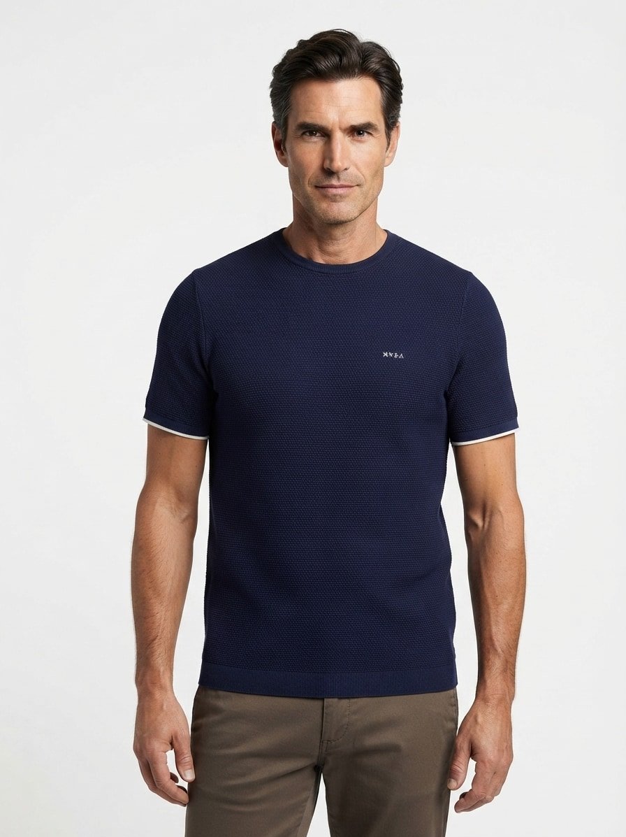 T-Shirt, Strick, navy