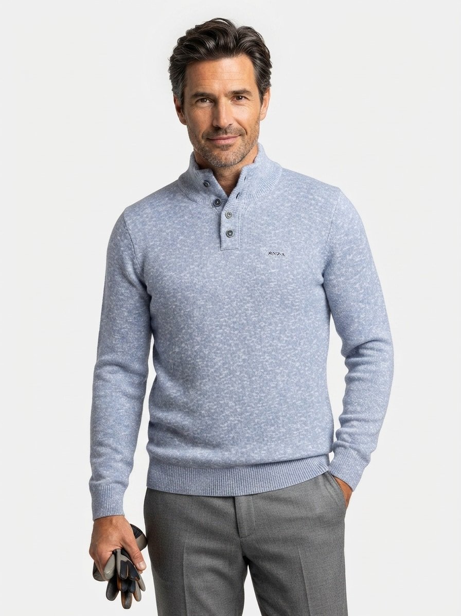 Troyer, Baumwolle, hellblau-beige meliert