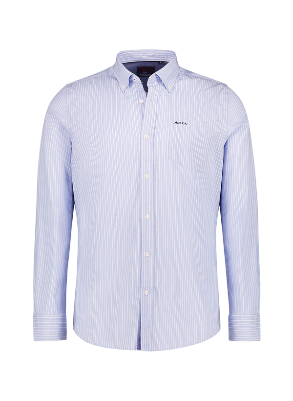 Hemd, Baumwoll-Stretch, Button-Down, Brusttasche, hellblau gestreift