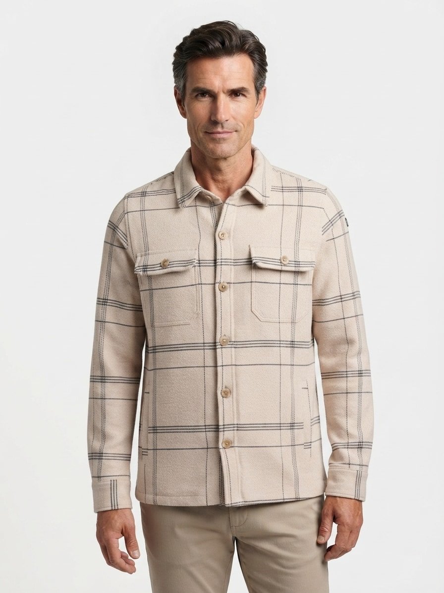 Overshirt, Baumwolle, sand-schwarz kariert