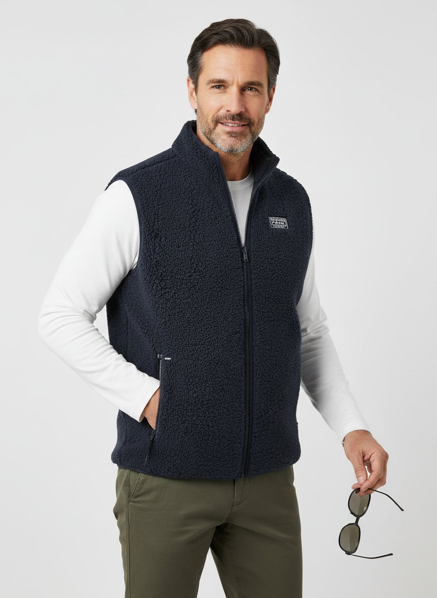 Weste, Teddyfell, navy
