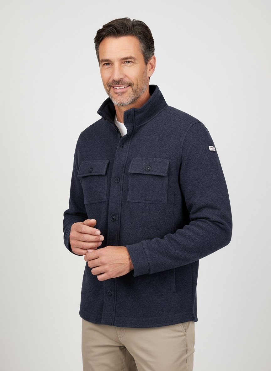 Overshirt, Baumwolle, Stehkragen, Brusttasche, navy