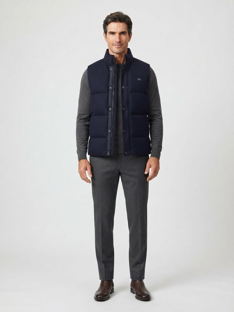 Steppweste, Wolle-Mikrofaser, navy
