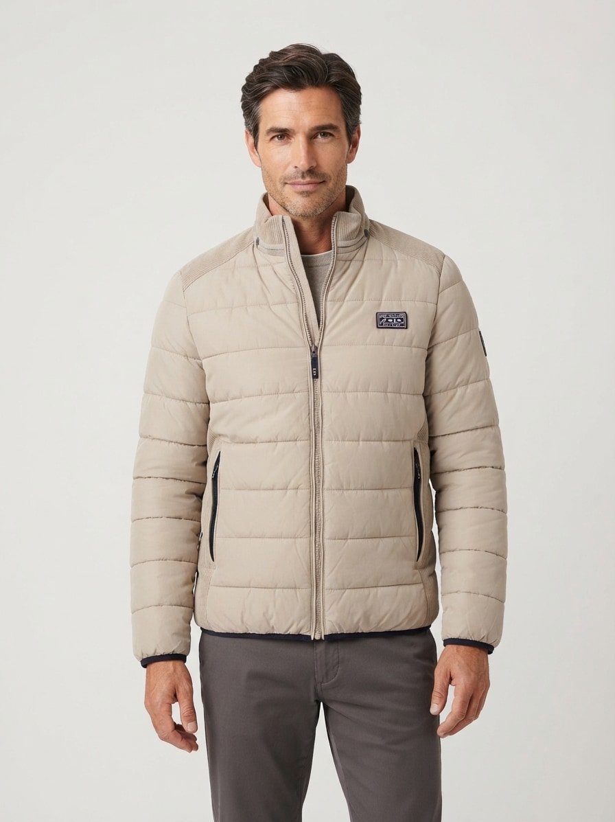 Steppblouson, Mikrofaser, beige
