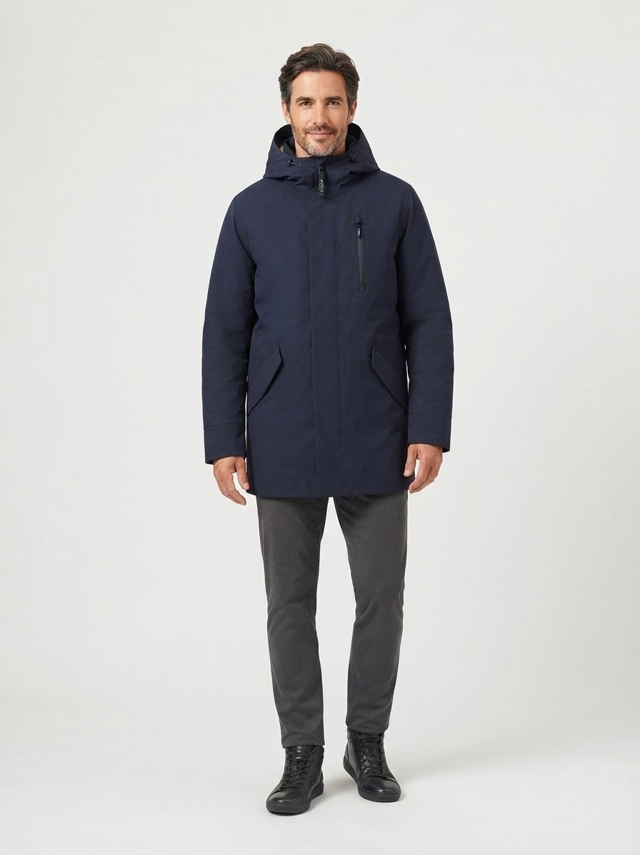 2-in-1-Jacke, Mikrofaser, Magnetverschluss, navy