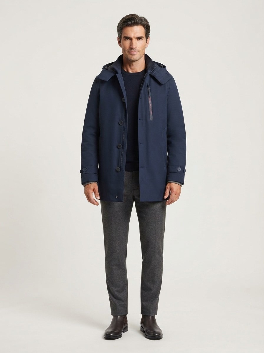 Funktionparka, Mikrofaser wasserabweisend, navy