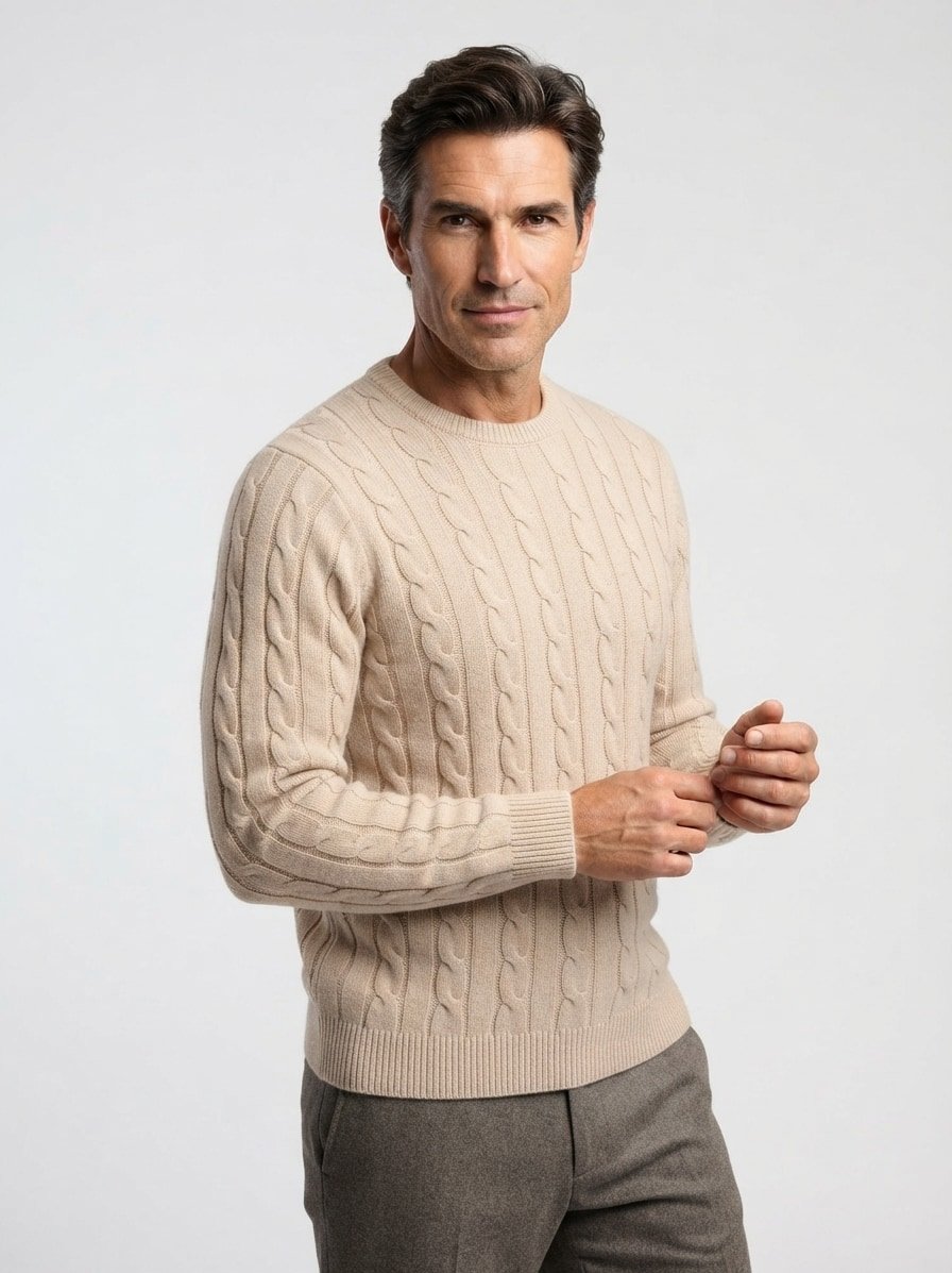 Pullover, Baumwolle, sand strukturiert