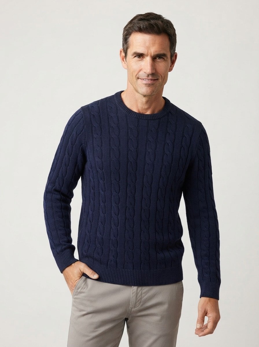 Pullover, Baumwolle, navy strukturiert