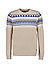 Pullover, Wollmischung, sand gemustert - sand-blau-weiß