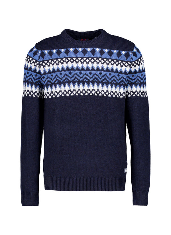 Pullover, Wollmischung, blau gemustert