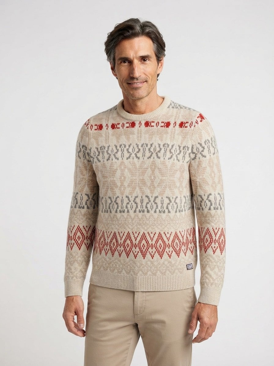 Pullover, Woll-Mischung, beige struktuiert