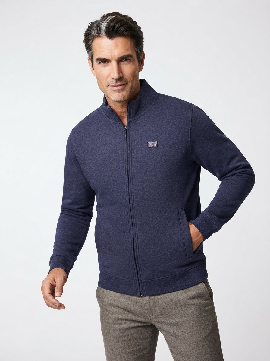 Sweatjacke, Baumwolle, dunkelblau melange