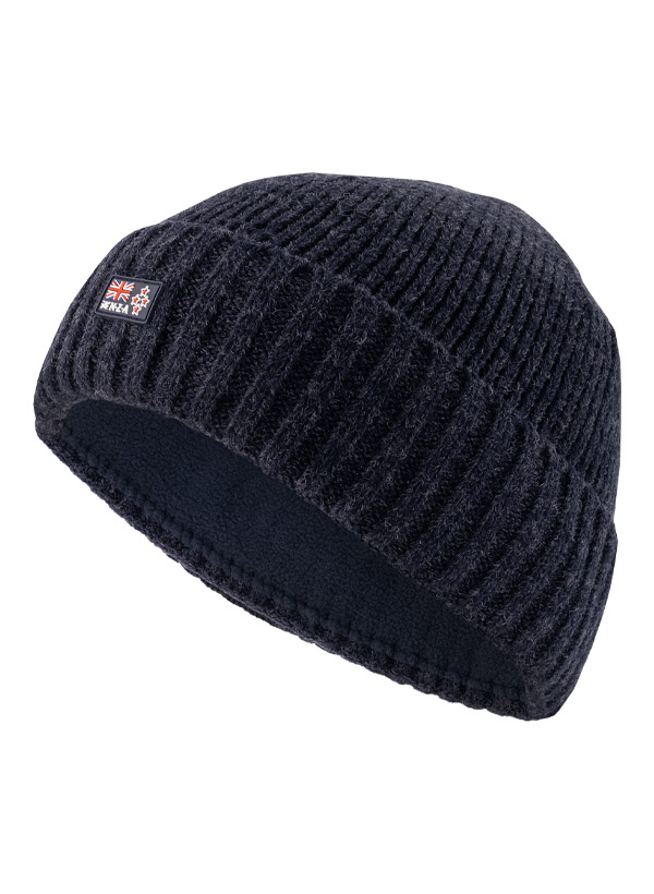 Mütze, Mikrofaser-Wolle Fleece gefüttert, navy meliert