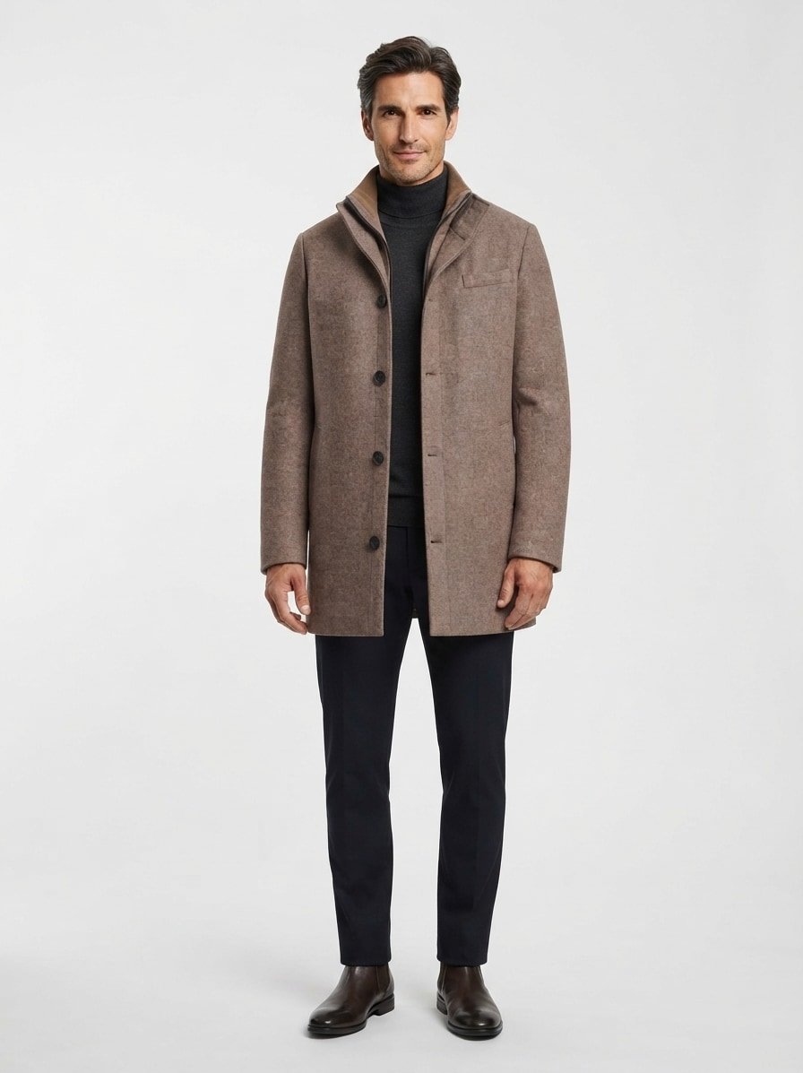Jacke, Wolle-Mikrofaser wasserabweisend, graubraun