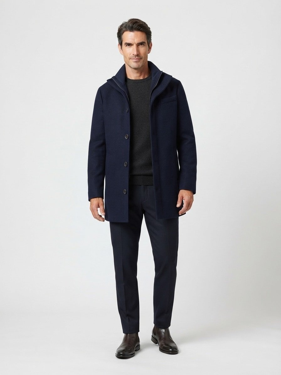 Jacke, Wolle-Mikrofaser wasserabweisend, navy
