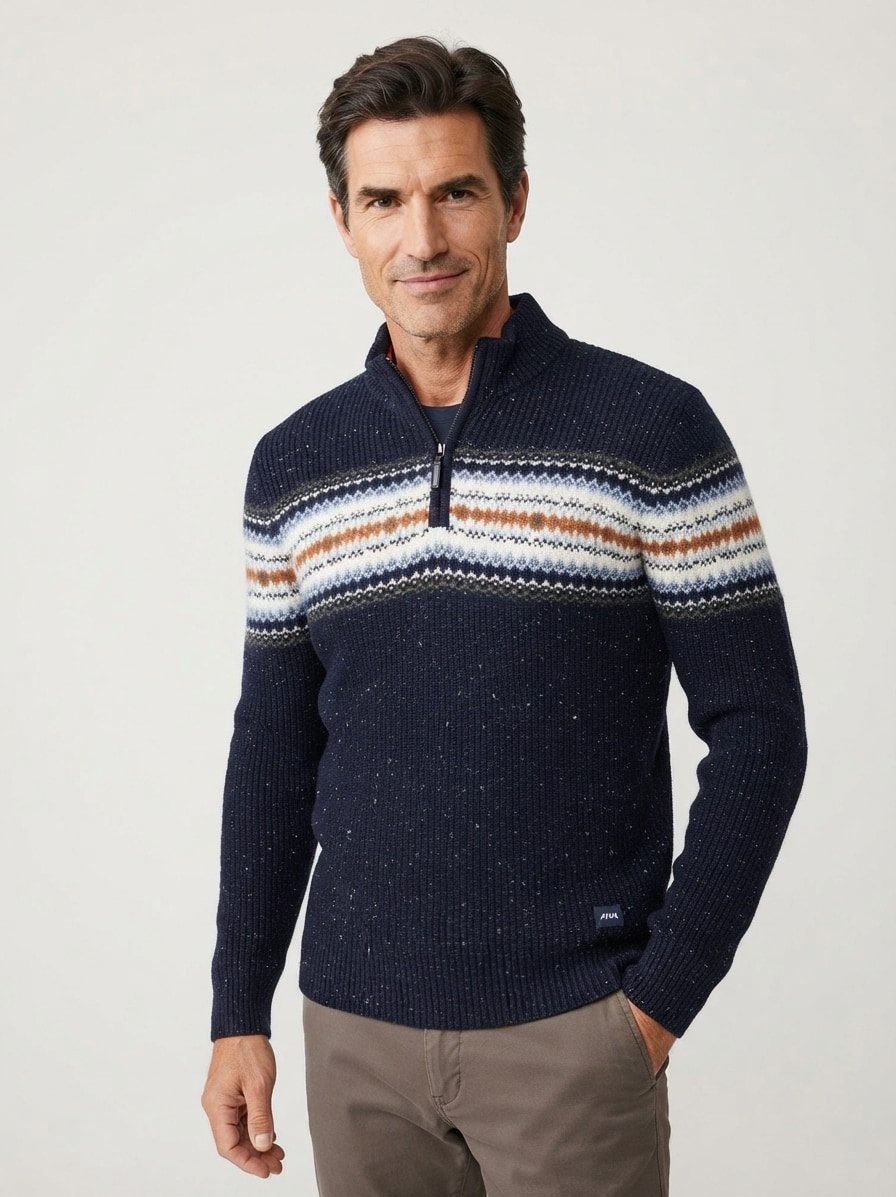 Troyer, Wolle, navy-multicolor meliert