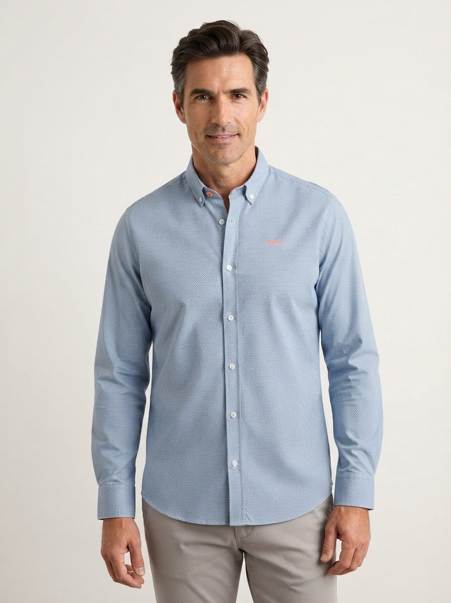 Hemd, Baumwoll-Stretch, Button-Down, blau