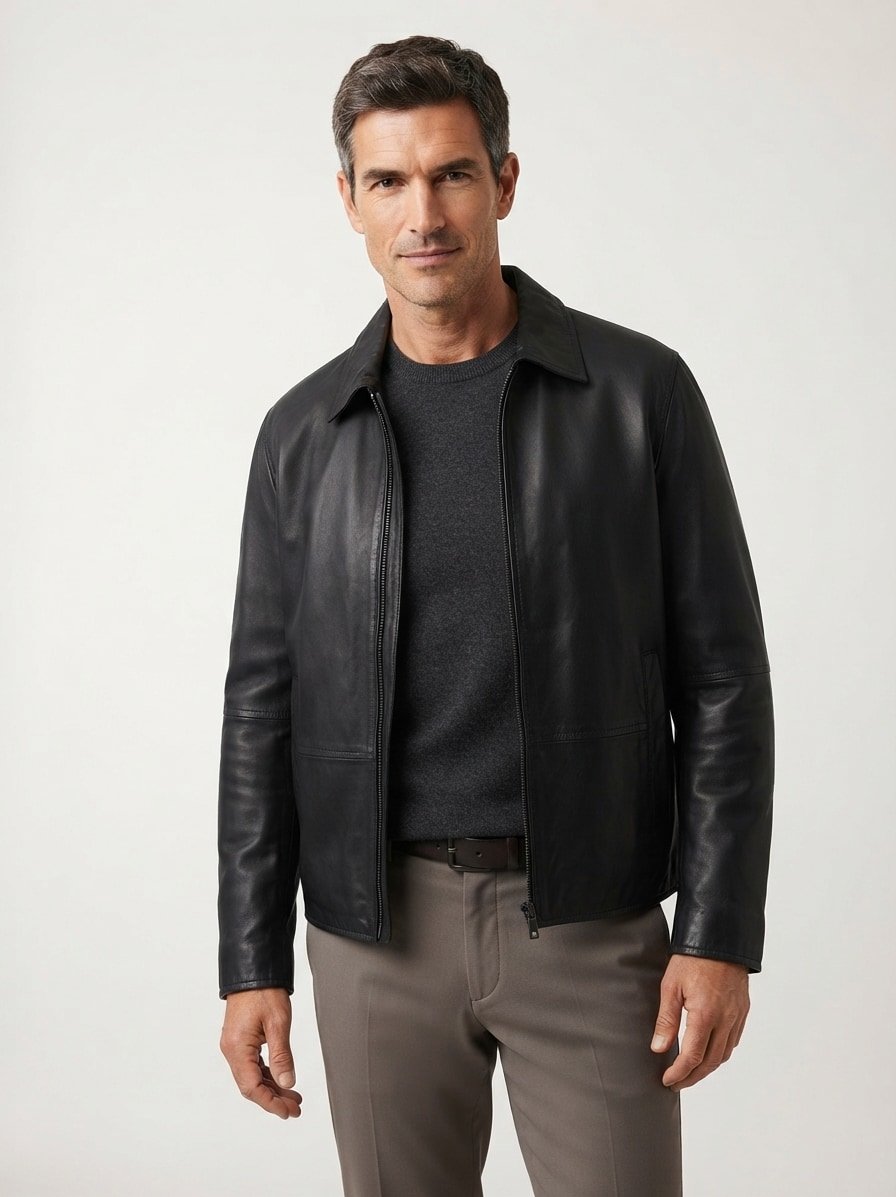 Lederjacke Kellan, Lammnappa, schwarz