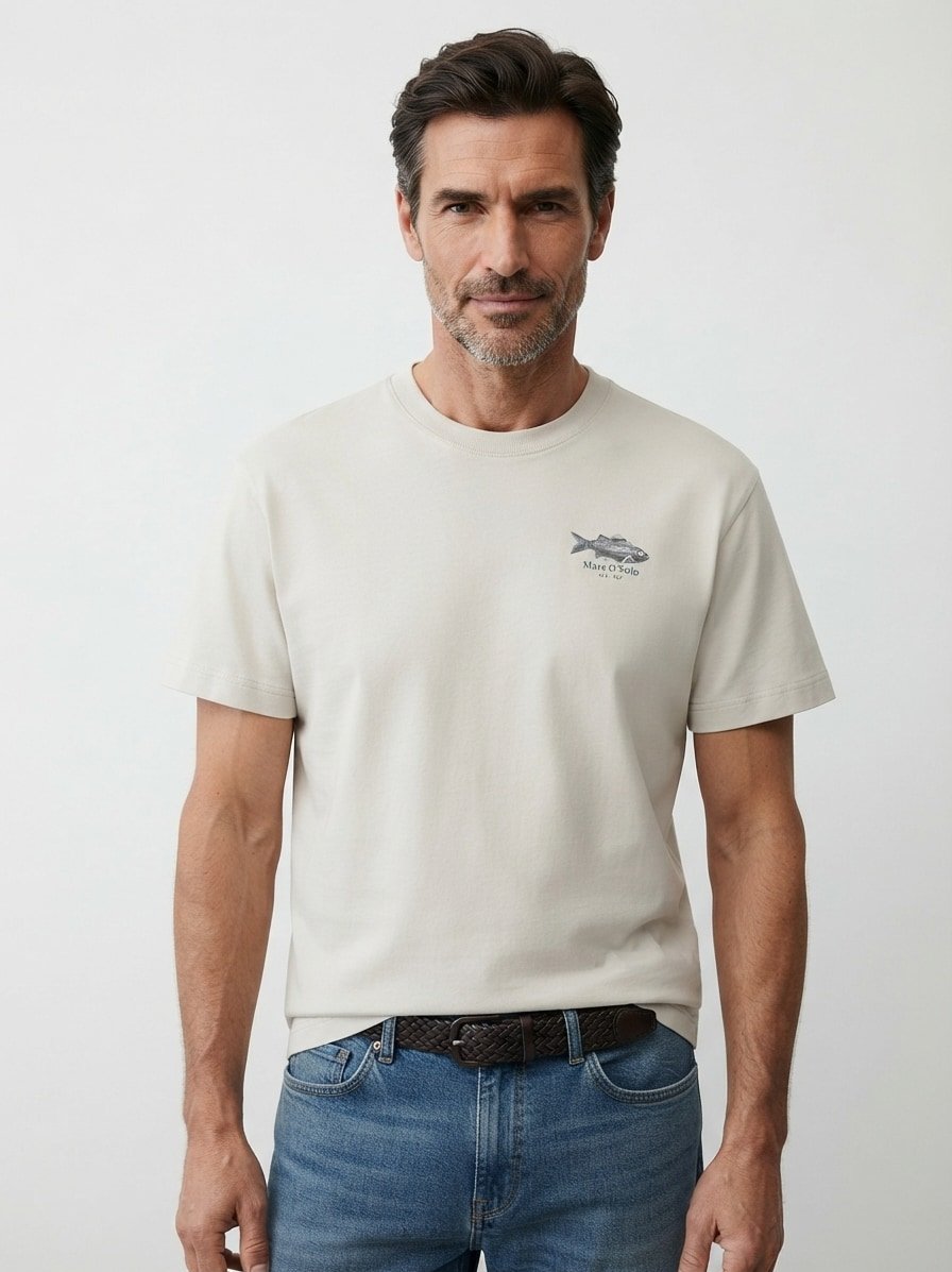 T-Shirt, Relaxed Fit, Bio Baumwolle, Rückenprint, light gray