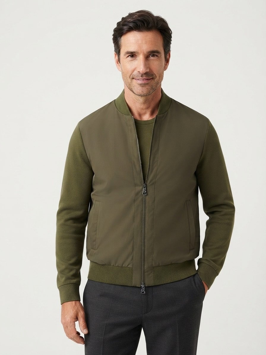 Hybrid Jacke Levaio, Baumwolle Mikrofaser, dunkelgrün