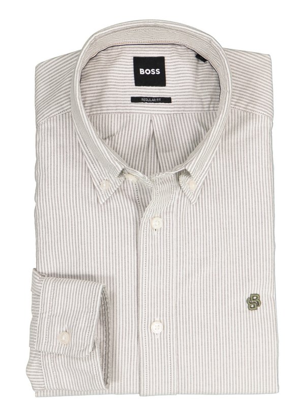 Hemd Liam, Regular, Oxford, Button-Down, grün-weiß gestreift