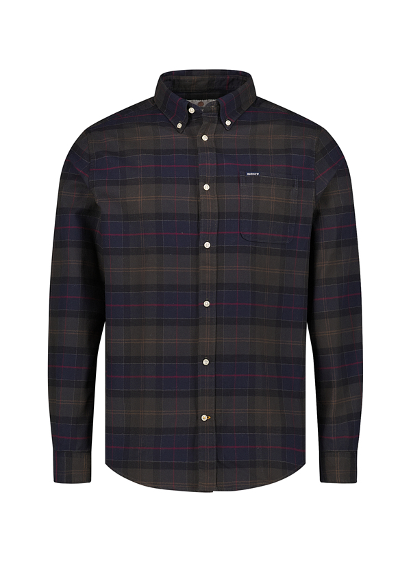 Hemd Kyleloch, Tailored Fit, Baumwolle, Button Down, grün-navy kariert