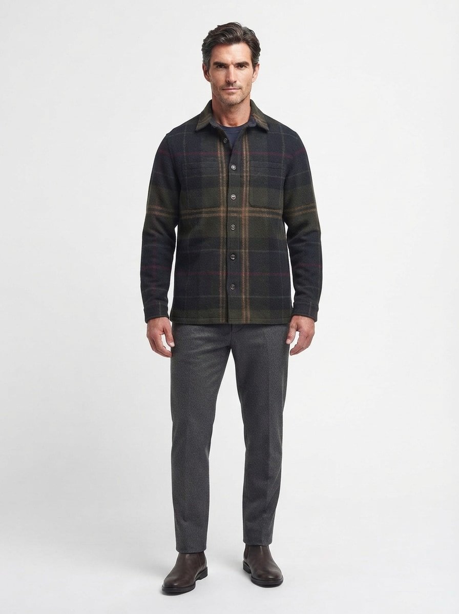 Overshirt, Wolle, shadow karriert
