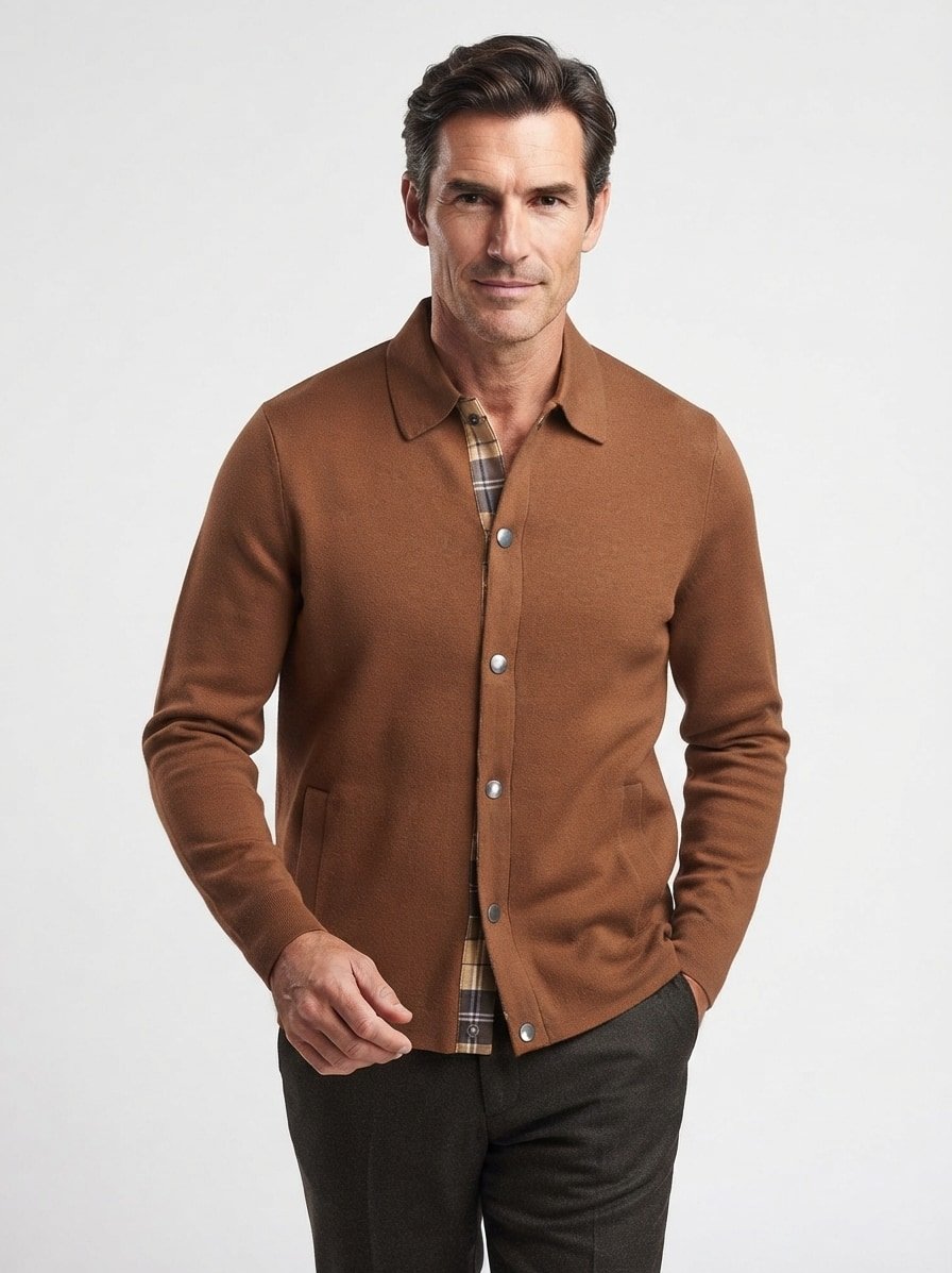 Cardigan Florcombe, Baumwolle-Wolle, dark sand