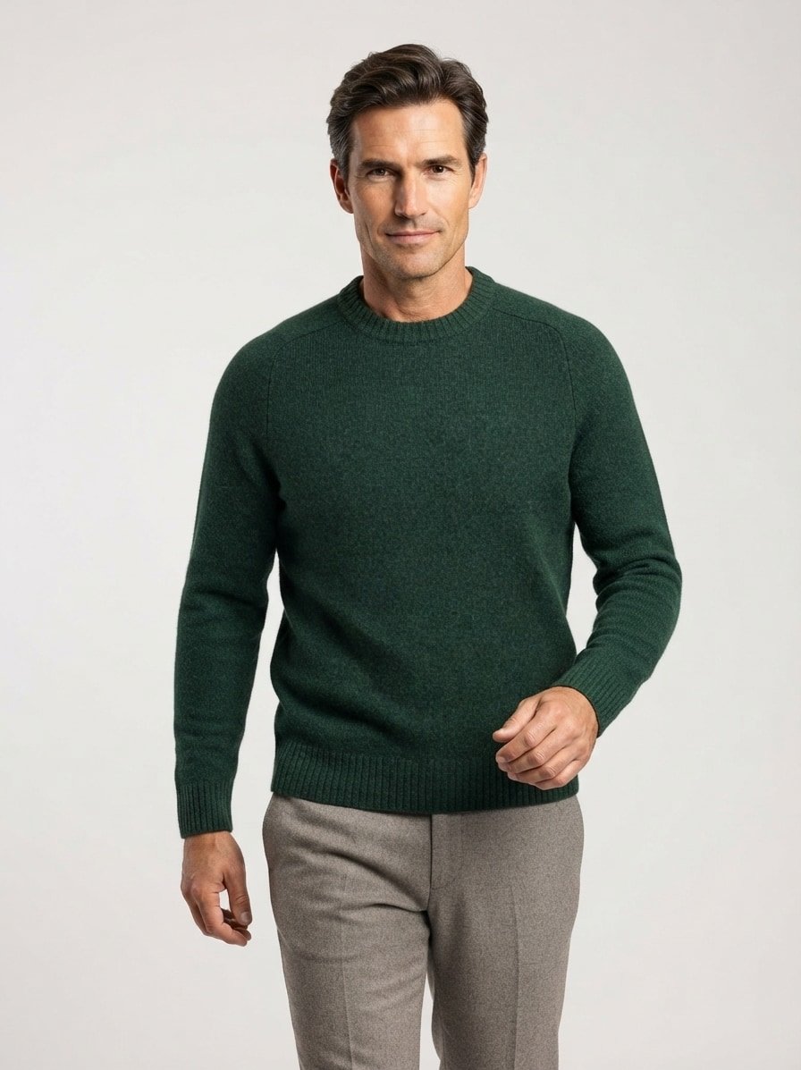Pullover, Wolle, grün meliert
