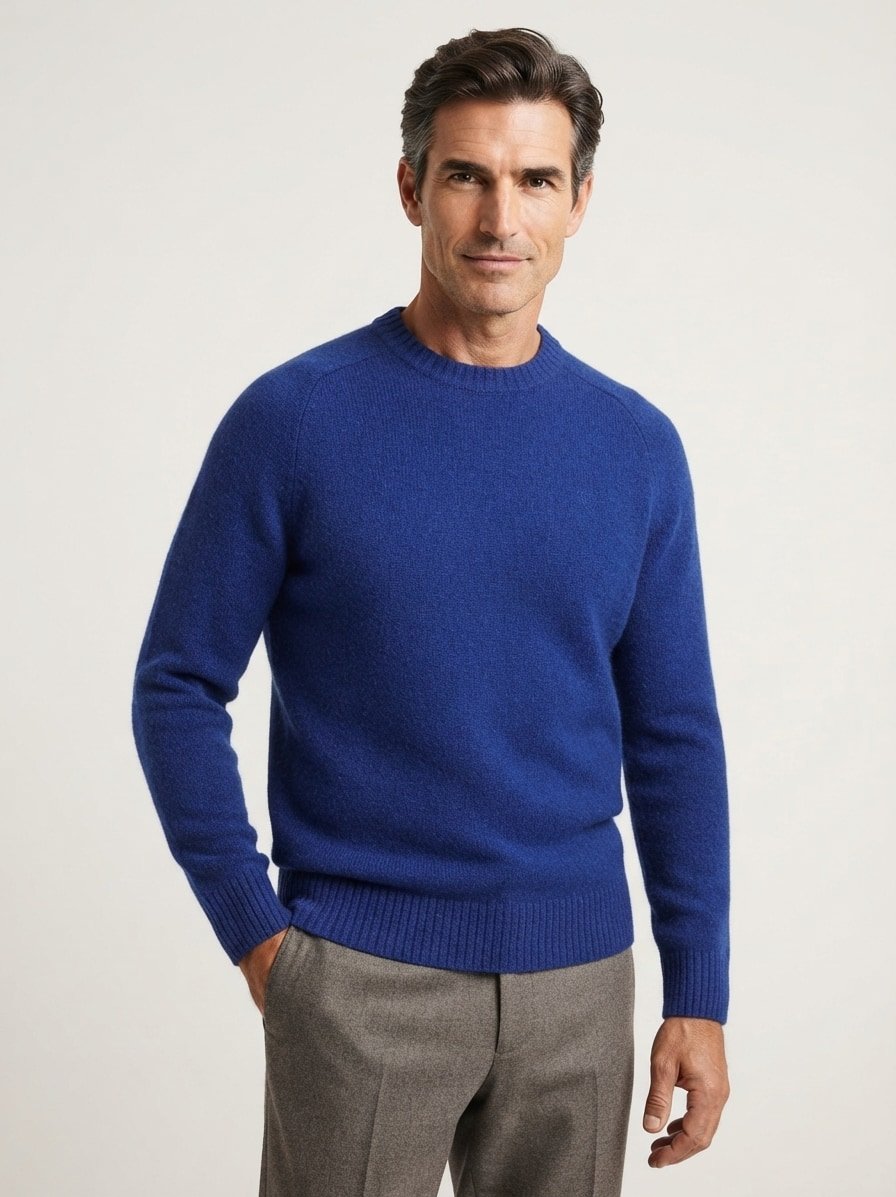 Pullover Newtown, Wolle, blau meliert