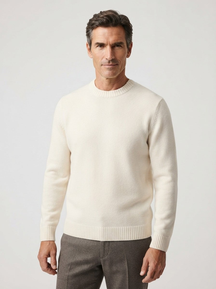 Pullover Newtown, Wolle, ecru