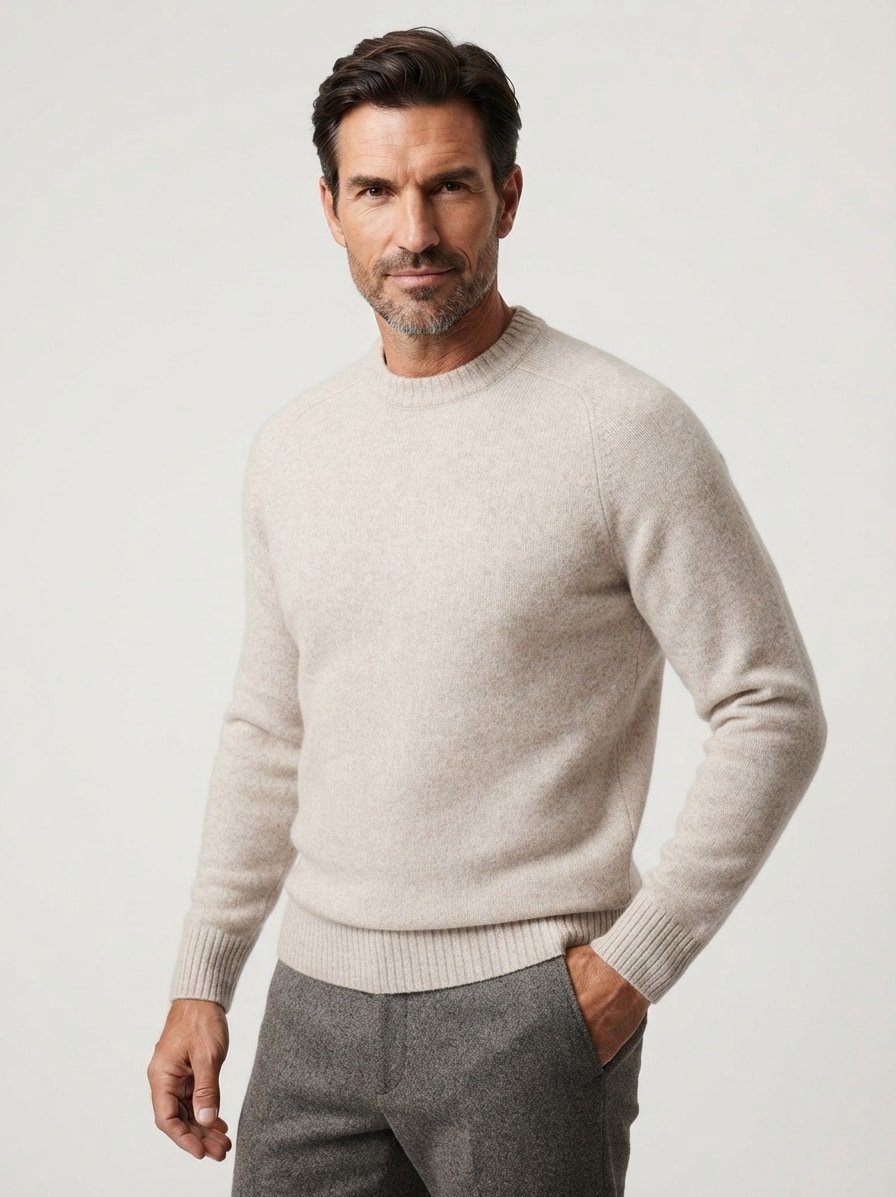 Pullover, Wolle, ecru meliert