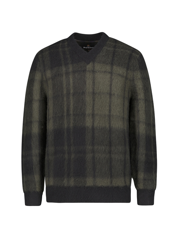 Pullover Hunhan, Woll-Mischung, grün-schwarz kariert