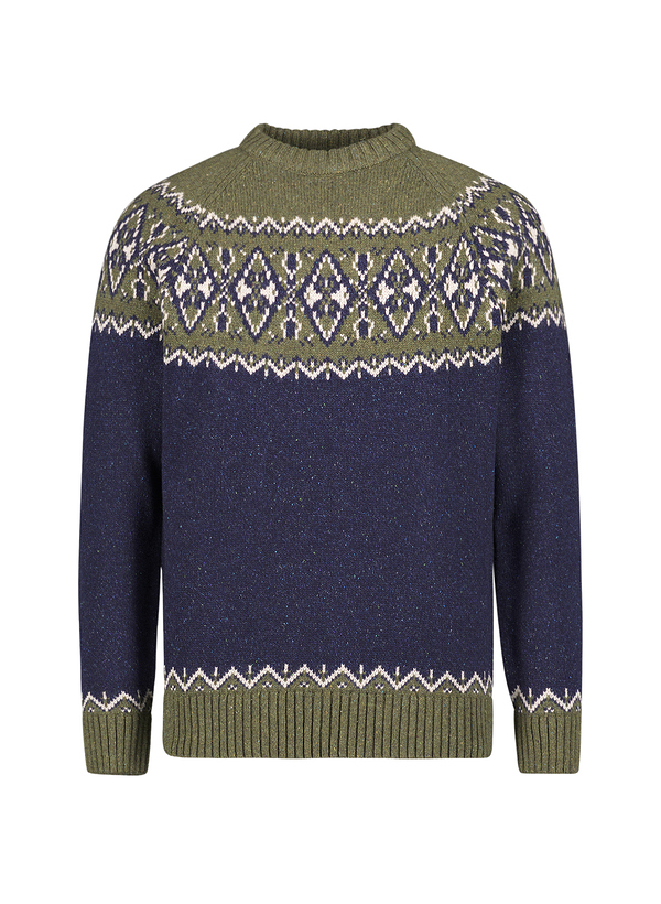 Pullover Tisbury, Woll-Mischung, navy-oliv meliert