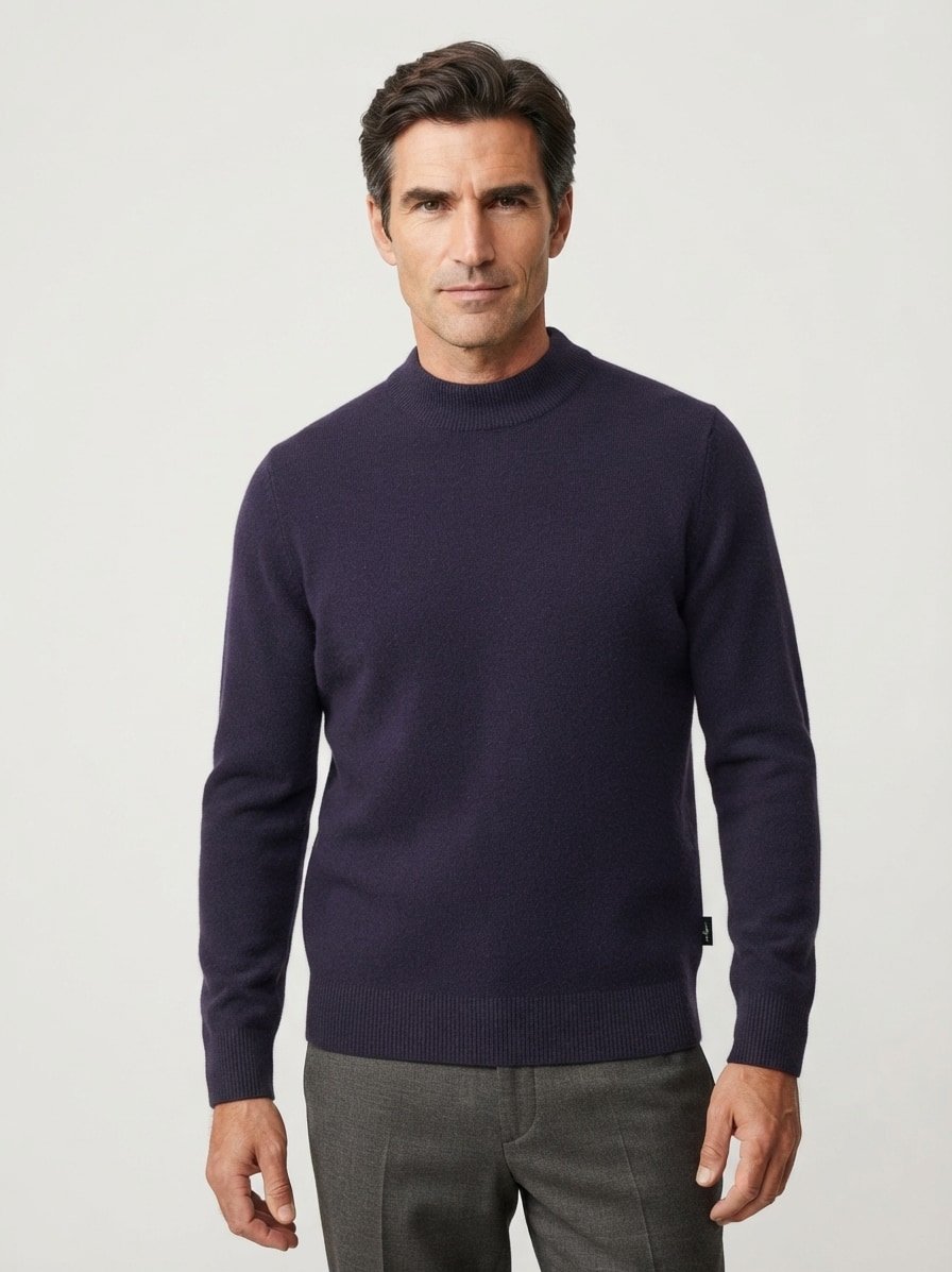 Pullover, Reines Kaschmir, dunkelblau meliert